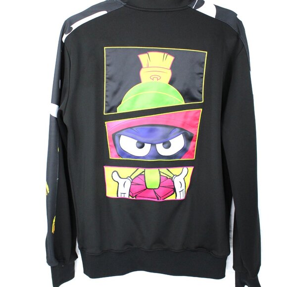Looney Tunes Black Marvin the Martian Applique Track Polyester Zip Up Jacket M
